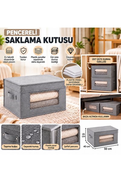 Capital Home ÇOK AMAÇLI DÜZENLEYİCİ HURÇ + SAKLAMA KUTUSU ŞEFAF PENCERELİ+KAP...