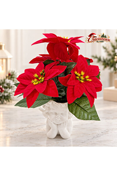 Craciunescu By DBR Aranjament Floral cu Craciunite Rosii si Inger -