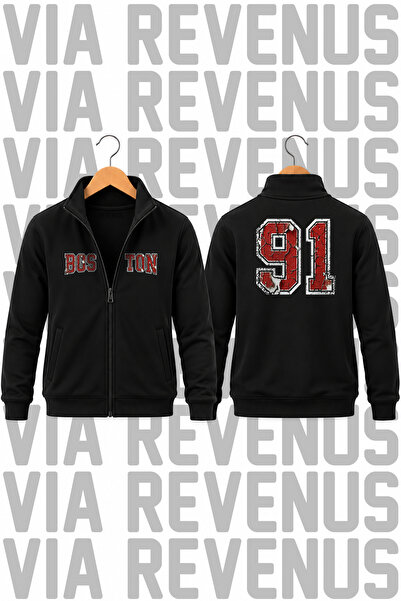Vordevia Boston 91 Printed Unisex Zippered High Collar Sweatshirt