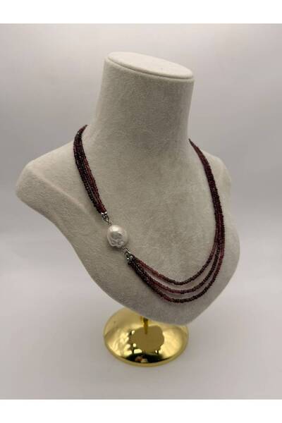 TAŞ GALERİSİ İnci Garnet Kolye