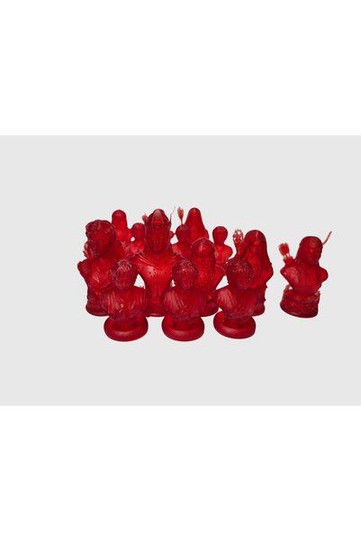 OEM Set piese sah Lord Of The Rings, de colectie, 6-9cm,rosu translucid, J.R.R. Tolkien,16 buc