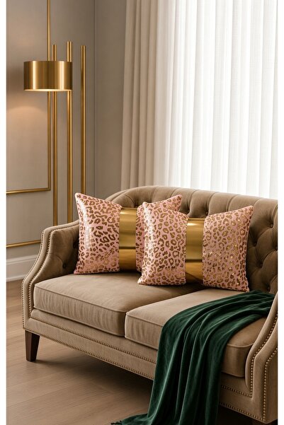 DECORA CASA HOME COLLECTİON مجموعة من 2 غطاء وسادة مزخرف بنقشة الفهد - بتفاصي...