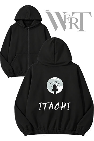THEWERT Uchiha Itachi Naruto 1 Back Printed Zippered Hooded Black Cardigan (2...