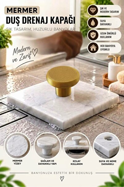 BRE HOME 10x10 cm Gold Mermer Banyo Gider Kapağı