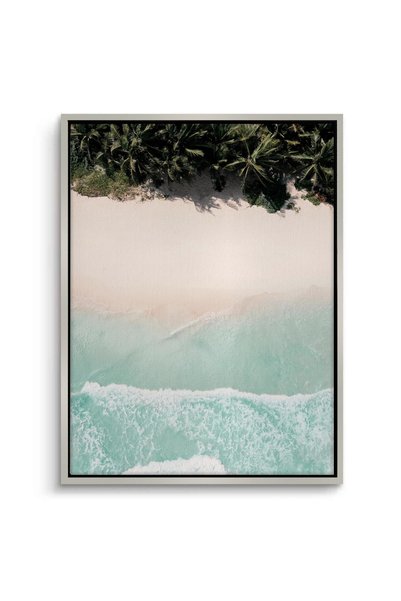 Jasmine Art Aerial Turquoise Ocean Nature Wall Art | Portrait Framed Canvas Print | Luxury Modern Botanical Decor for Living Room