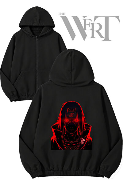 THEWERT Uchiha Itachi Naruto 8 Crni kardigan sa kapuljačom i zatvaračem sa za...