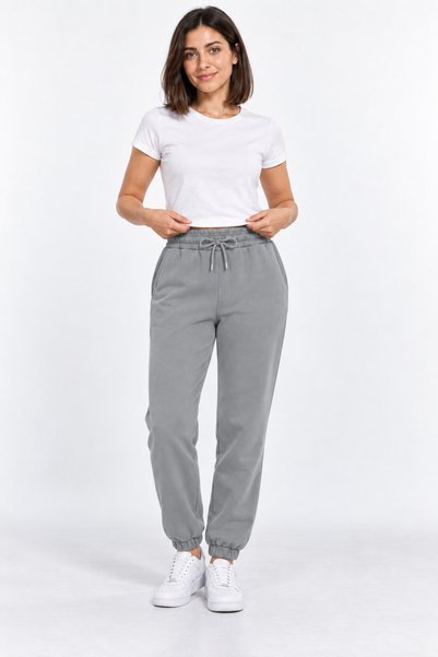 ODİN ATLAS Women's Gray Sweatpants with Soft 3-Thread Elastic Cuffs