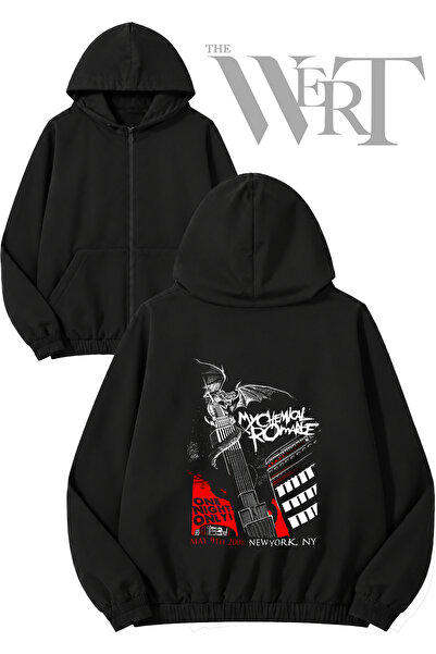 THEWERT My Chemical Romance 6 Back Printed Zippered Hooded Black Cardigan (2 ...