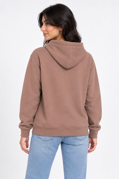 ODİN ATLAS Women's Brown Hooded 3 Thread Kangaroo Pocket Sweatshirt