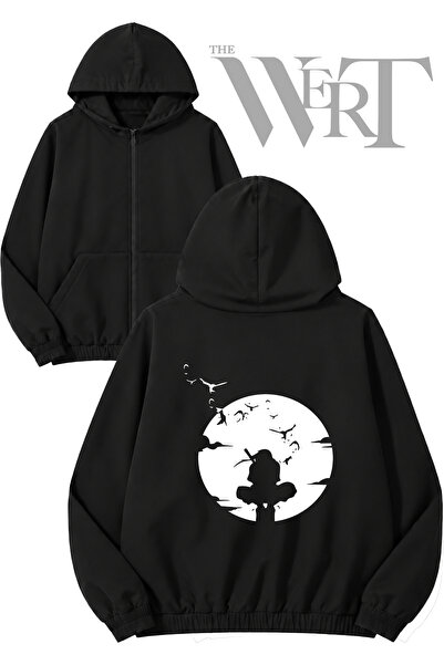 THEWERT Uchiha Itachi Naruto 7 Back Printed Zippered Hooded Black Cardigan (2...