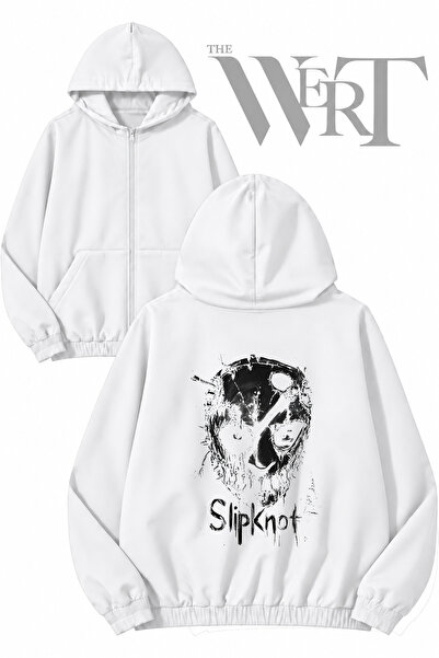 THEWERT سترة بيضاء بقلنسوة وسحاب من Slipknot Rock Music 13 مطبوعة من الخلف (2...