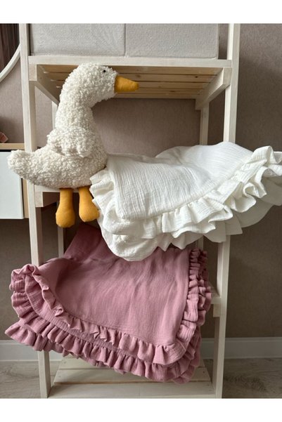 bubb hubb Muslin Coverlet 4 Layers with Ruffles Organic Natural Fabric