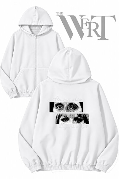 THEWERT The Eyes Chico They Never Lie Back-Printed Zippered Hooded White Card...