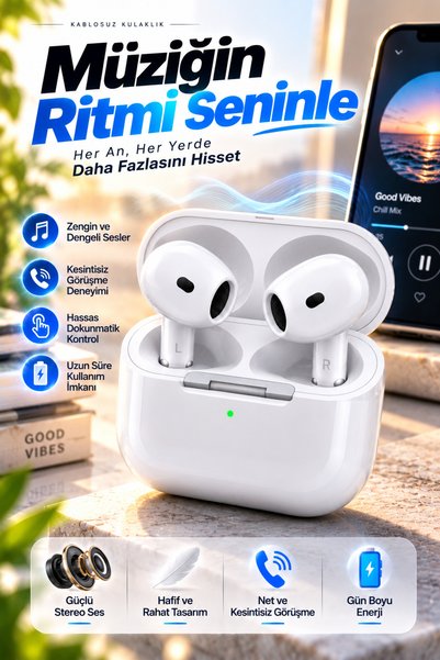 Happy Owl Kablosuz Bluetooth Kulaklık TWS Dokunmatik Mikrofonlu Şarj Kutulu S...