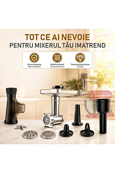 IMA TREND Set de accesorii 2-în-1 pentru mixer, mașină de tocat carne, storcător de roșii, accesorii pentru cârnați și crochete