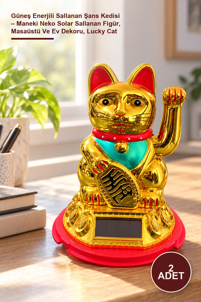 Yenilig 2 Adet Güneş Enerjili Sallanan Şans Kedisi – Maneki Neko Solar Sallanan Figür, Masaüstü Ve Ev Dekoru, Lucky Cat