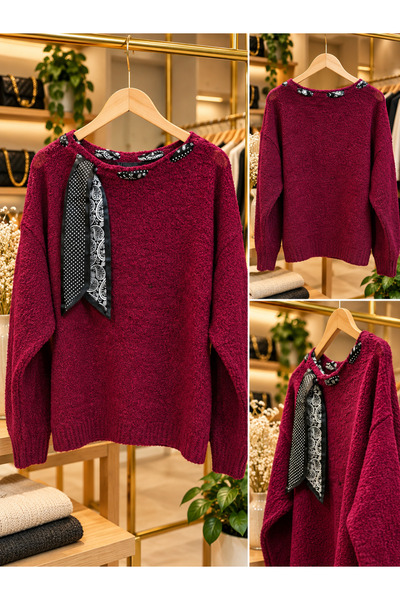 Butik Lena Kadın Kışlık Fularlı Kazak