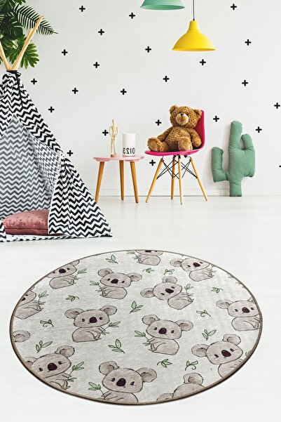 Asi Home Covor Rotund Koala - Ecru 876CHL1236, Ø100 cm, 100% Poliester, Fir 4...