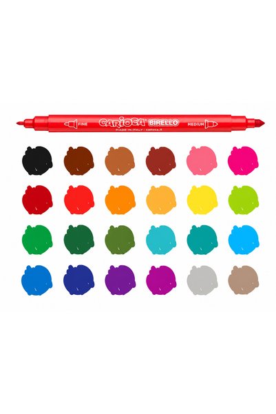 carioca Birello Double Sided Felt Tip Pen 24 Colors Washable