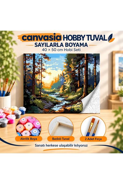 canvasia Sayılarla Boyama Numaralı Tuval Seti Boya Fırça Dahil 40x50 Cm Işığı...