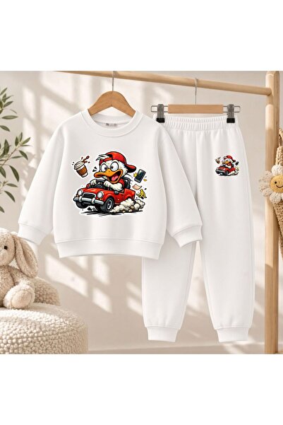 playwear Hanorac de echipă Driver Duck imprimat pentru fete și băieți, cu gât...