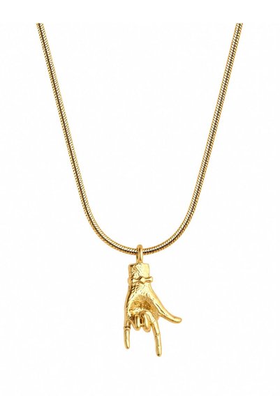 Arsaley Collection قلادة على شكل سلسلة ثعبان من الفولاذ باللون الذهبي مع شكل ...