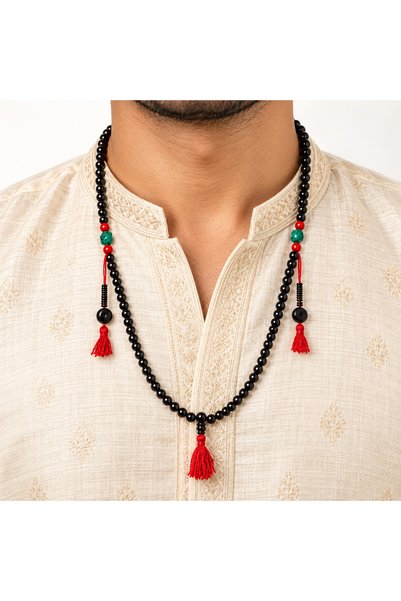 HER ŞEY NOTA www.herseynota.com Black Beaded Tassel Men's Necklace – Long Aut...