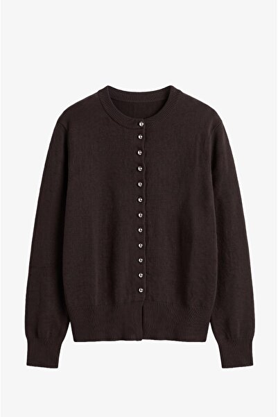 Havoş Bitter Brown Buttoned Viscose Cardigan
