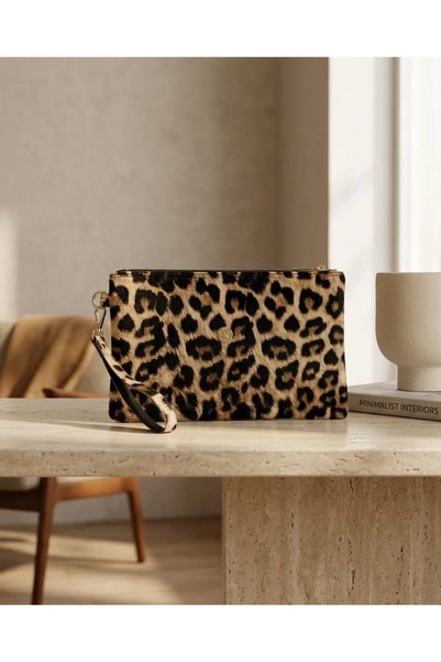 Sahfa Women's Portfolio Bag Zippered Handbag Stylish Daily Bag with Wrist Strap