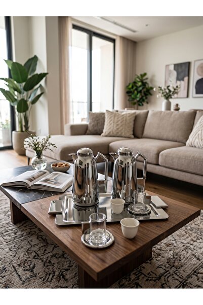 Generic *Luxury Tea & Coffee Hospitality Set with 2 Thermoses, Tray, Cups & Mugs – 21 Pieces*