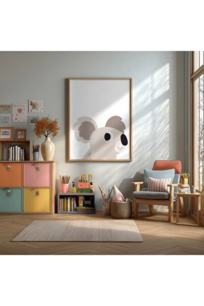 KEYFHOME Poster cu tablou MDF cu rama koala pentru camera copiilor, decor de ...