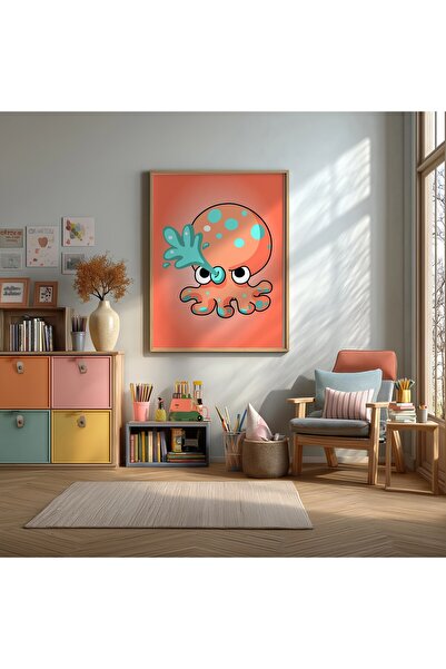 KEYFHOME Drăguț Squid Monster înrămat MDF Tablou Poster Cameră Copii Decor de...