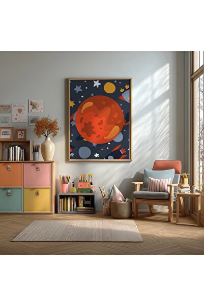 KEYFHOME Poster de pictură pe tabla din MDF cu cadru spațial Planeta Marte, c...