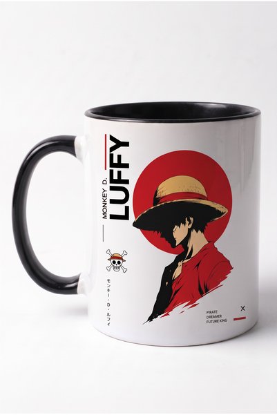 DeseneBak Luffy One Piece Baskılı Porselen Hediye Kupa Bardak Anime