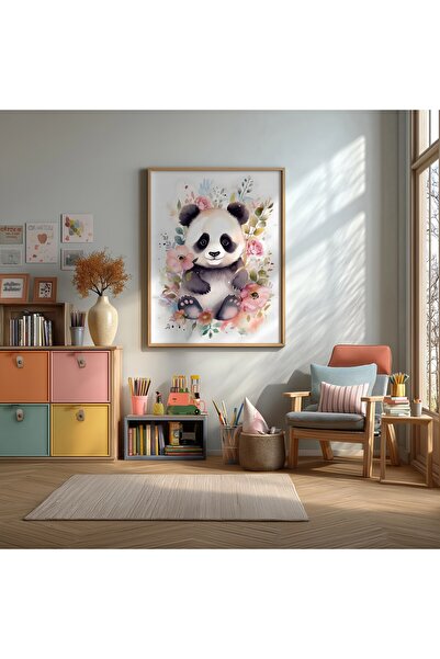 KEYFHOME Poster de pictură MDF încadrat cu panda drăguț, cadou pentru decorar...