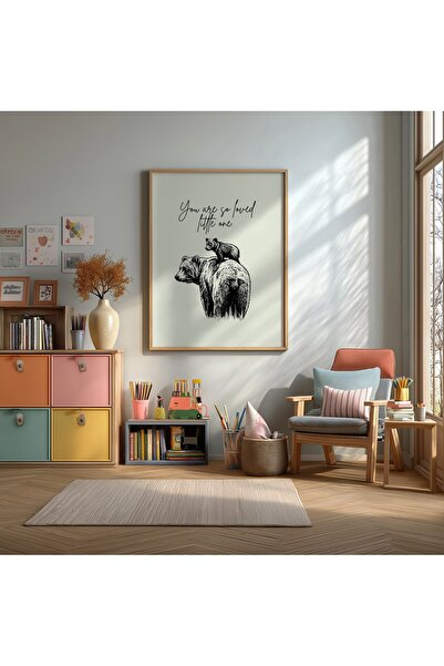 KEYFHOME Mama Medvedica i Beba Minimalistički Umešani MDF Poster Slika Dekora...