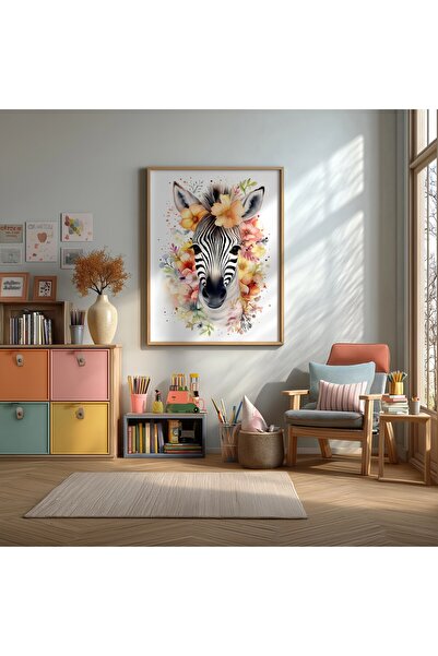 KEYFHOME Poster drăguț cu cadru Zebra MDF, cadou pentru decorarea pereților c...