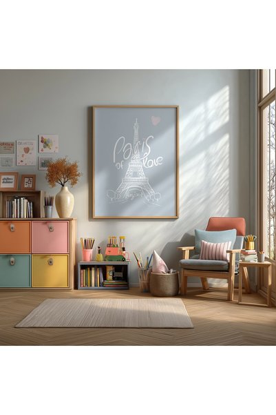 KEYFHOME Tablou MDF înrămat Paris Love Poster Living Room Decor de perete Cadou