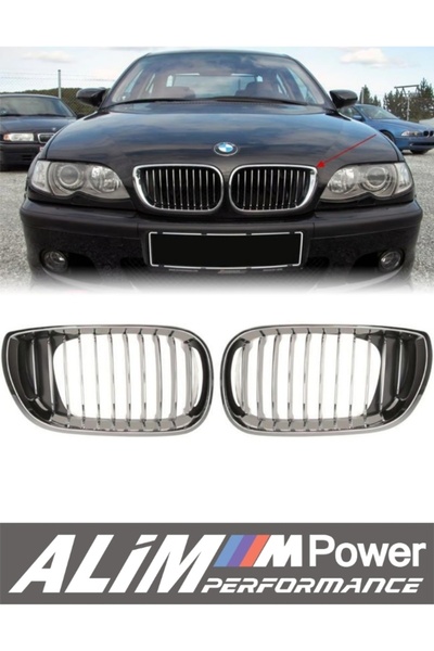 Universal Bmw 3 Series E46 Sedan 2002 2005 Full Krom Ön Böbrek Panjur Seti Gr...
