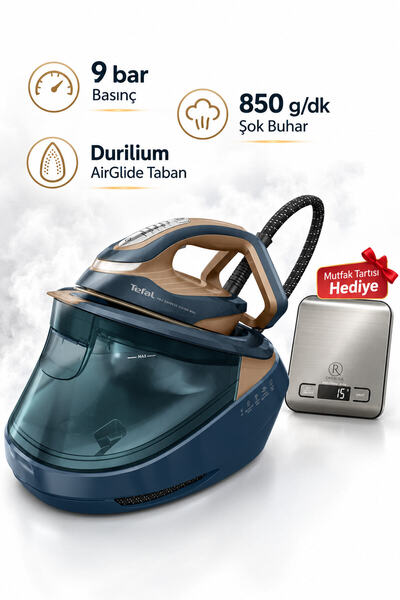 TEFAL 9 bar Basınç Buhar Kazanlı Ütü GV9920 Mutfak Tartısı Hediye (Onerous)