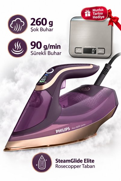 Philips 260 g Şok Buhar Buharlı Ütü DST8040/30 Mutfak Tartısı Hediye (Onerous)