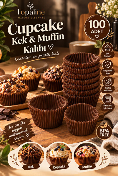 L'Opaline (100 ADET) Mini Boy Kahverengi Muffin Truff Çikolata Kek Brownie Ka...