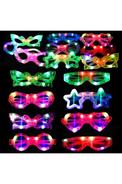 Arabest 24 قطعة من نظارات LED مضيئة في الظلام للحفلات، 6 أشكال من النظارات ال...
