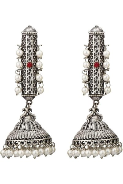 Efulgenz Oxidized Traditional Earrings for Women Antique Boho Crystal Faux Pe...