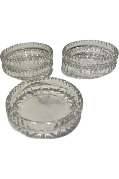 Generic Round Clear Glass Serving Plates, Textured Design, Stackable, Set of 5