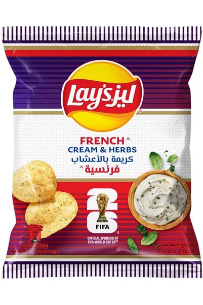 Lay's رقائق بطاطس لايز بنكهة الكريمة الفرنسية والأعشاب 45 جرام