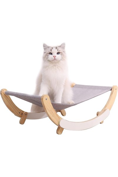 Arabest Solid Wood Cat Hammock and Swing Chair,2-in-1 Pet Bed for Small and M...