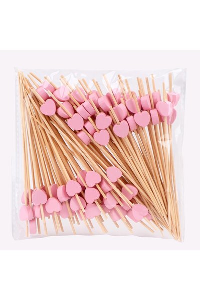 Arabest 100 Pack Heart Bamboo Cocktail Picks,4.7 Inch Decorative Toothpicks f...