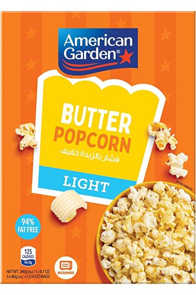 american garden Microwave Butter Lite Popcorn, Gluten-Free, 240g (3 Bags of 80g)