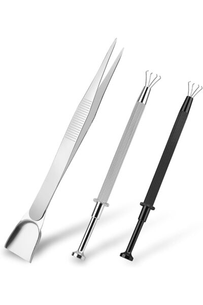 Arabest 3-Piece Stainless Steel Precision Grabber and Tweezer Set,4-Claw Jewe...